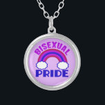 Bisexual Pride Silver Plated Necklace<br><div class="desc">Pretty purple,  maroon and blue bisexuality gift with the bisexual flag as a rainbow.</div>