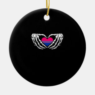 Bisexual Pride Skeleton Halloween Bi Goth Heart Cl Ceramic Ornament