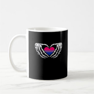 Bisexual Pride Skeleton Halloween Bi Goth Heart Cl Coffee Mug