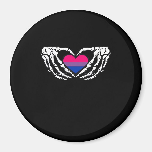 Bisexual Pride Skeleton Halloween Bi Goth Heart Cl Magnet (Front)