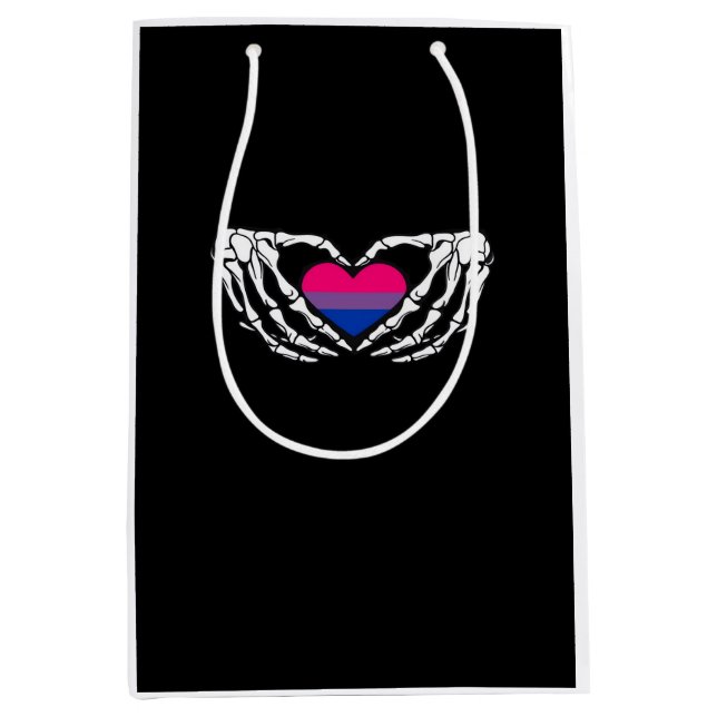Bisexual Pride Skeleton Halloween Bi Goth Heart Cl Medium Gift Bag (Front)