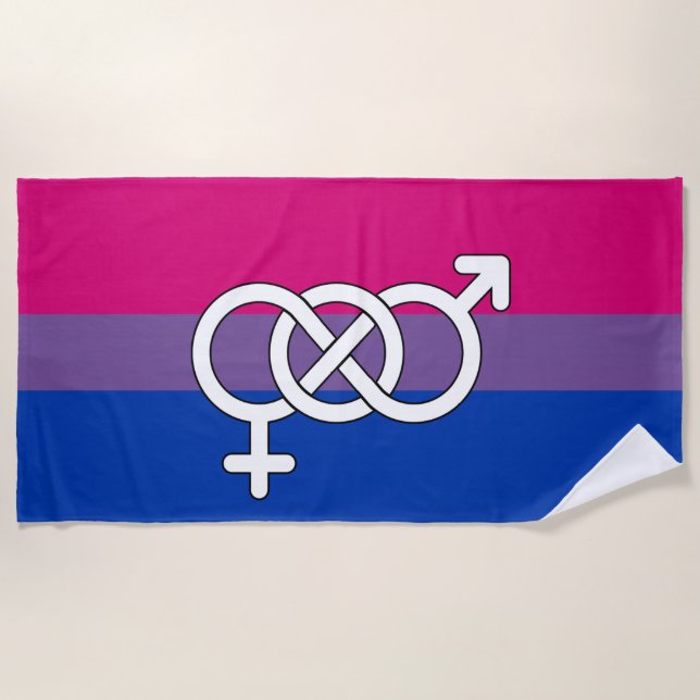 Bisexual Pride Symbol Flag Beach Towel (Front)