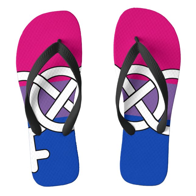Bisexual Pride Symbol Flag Thongs (Footbed)