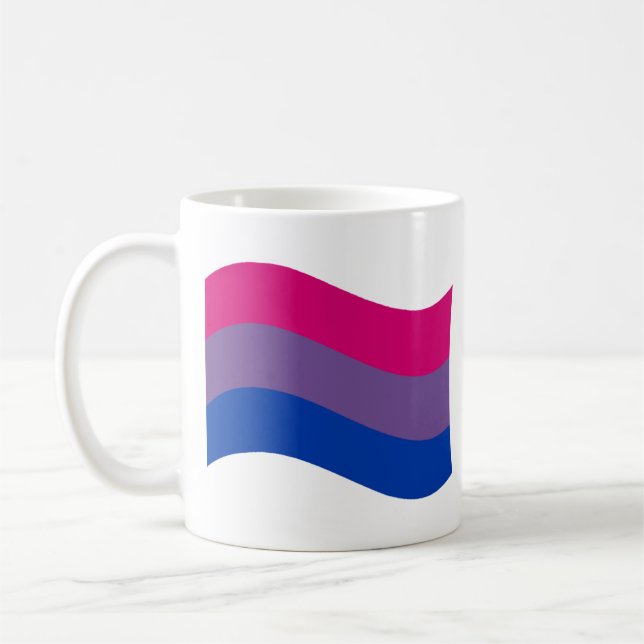 Bisexual Pride Wavy Flag Coffee Mug (Left)