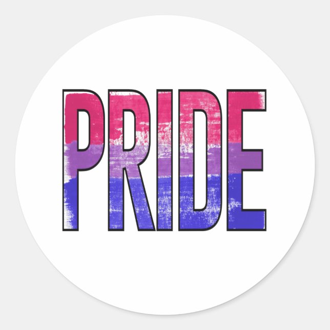 Bisexual Pride Word Classic Round Sticker (Front)