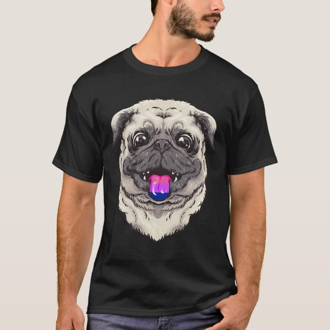 Bisexual pug shows subtle LGBTQ pride T-Shirt (Front)