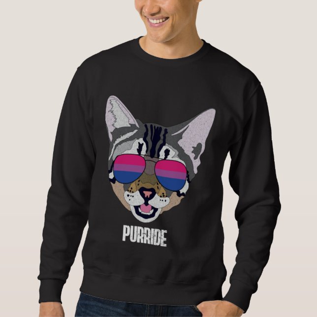 Bisexual Purride Bi Pride Cat Sweatshirt (Front)