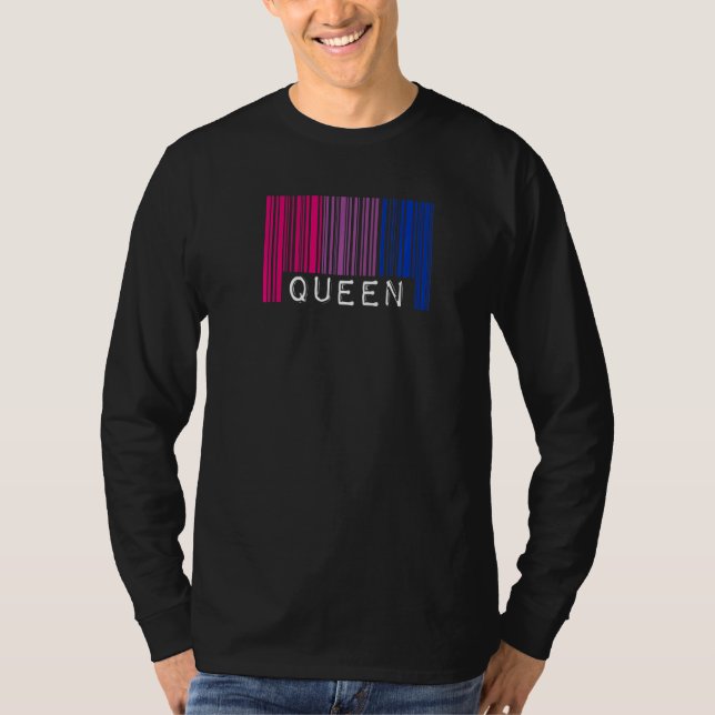 Bisexual Queen Barcode Bisexual Pride Flag Aesthet T-Shirt (Front)