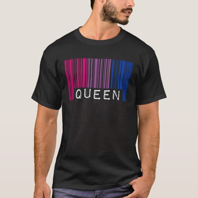 Bisexual Queen Barcode Bisexual Pride Flag Aesthet T-Shirt (Front)