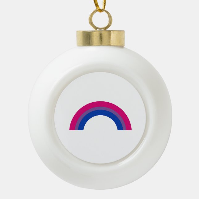 Bisexual Rainbow Ceramic Ball Christmas Ornament (Front)