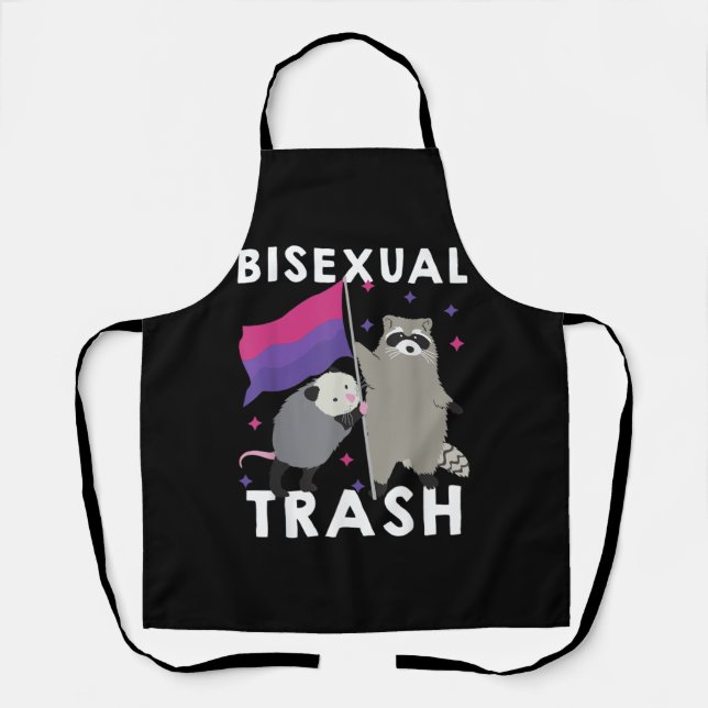 Bisexual Trash Gay Pride Rainbow LGBT Racoon Apron (Front)
