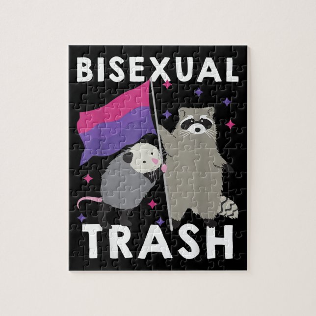 Bisexual Trash Gay Pride Rainbow LGBT Racoon Jigsaw Puzzle (Vertical)