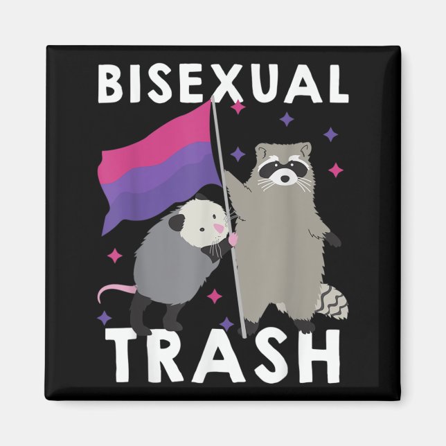 Bisexual Trash Gay Pride Rainbow LGBT Racoon Magnet (Front)