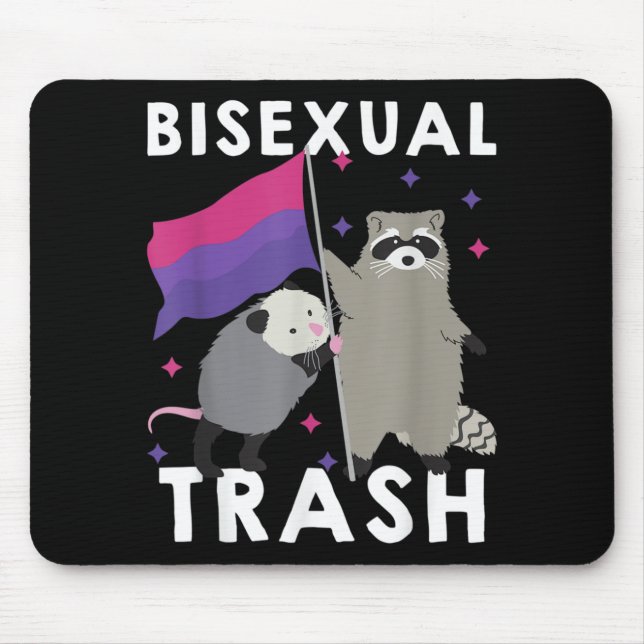 Bisexual Trash Gay Pride Rainbow LGBT Racoon Mouse Pad (Front)
