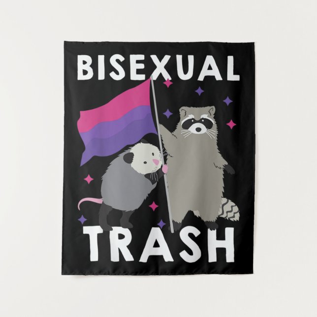 Bisexual Trash Gay Pride Rainbow LGBT Racoon Tapestry (Front)