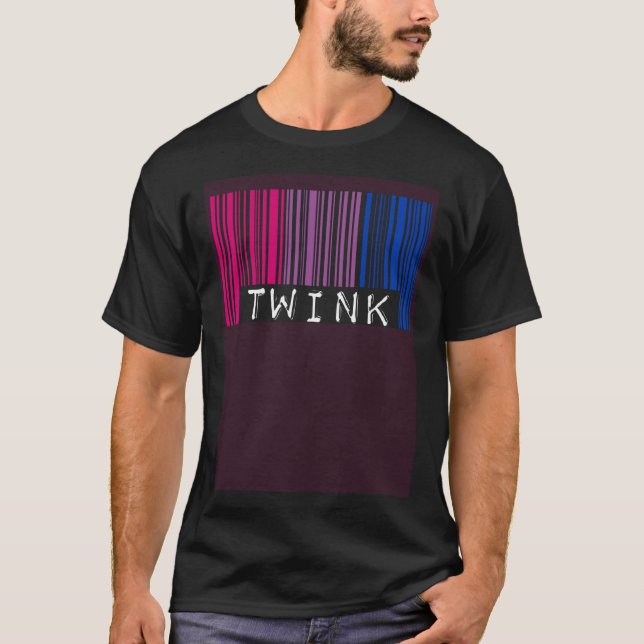 Bisexual Twink Barcode Bisexual Pride Flag Aesthet T-Shirt (Front)