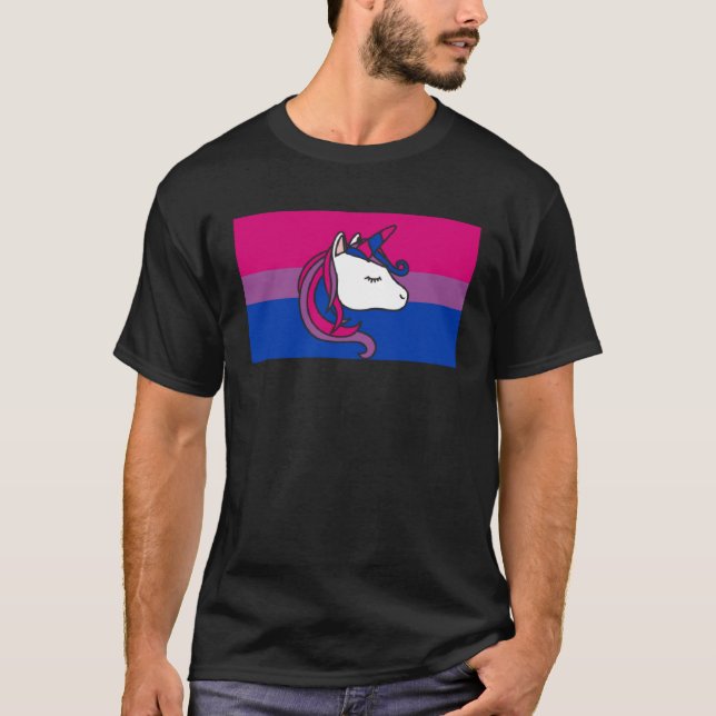 Bisexual Unicorn Love Bisexual Pride Flag Aestheti T-Shirt (Front)