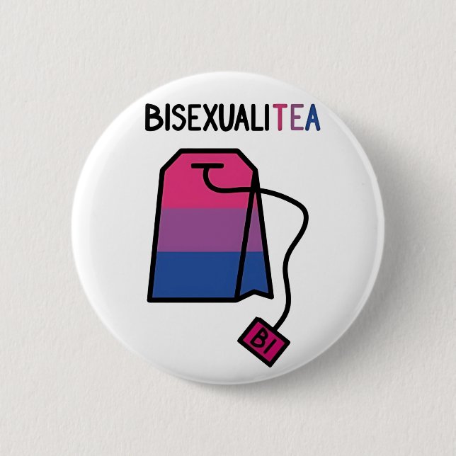 BisexualiTEA Bi Pride Flag Bisexual Tea 6 Cm Round Badge (Front)