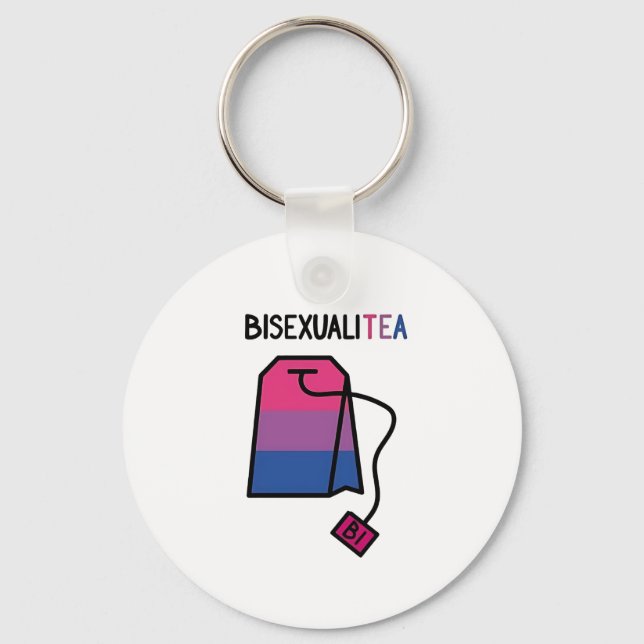 BisexualiTEA Bi Pride Flag Bisexual Tea Key Ring (Front)