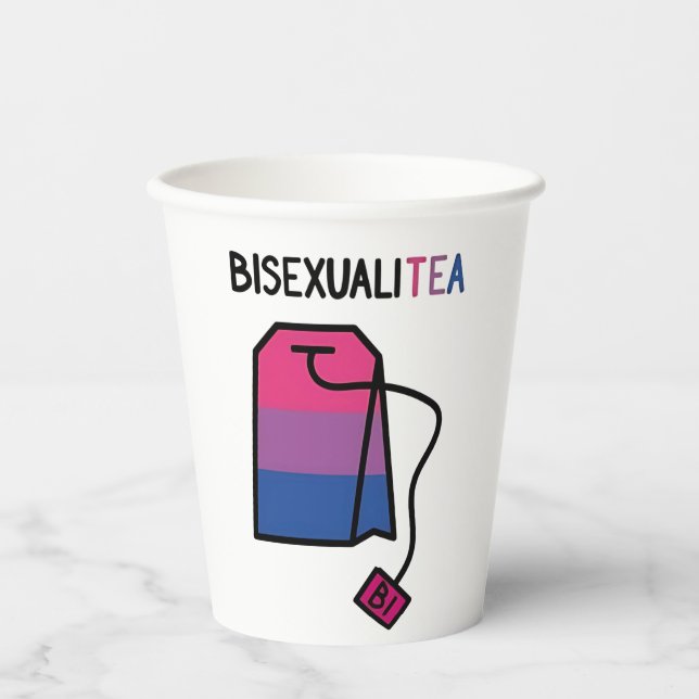 BisexualiTEA Bi Pride Flag Bisexual Tea Paper Cups (Front)