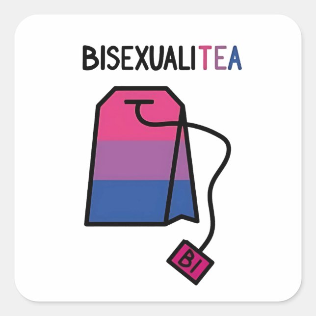 BisexualiTEA Bi Pride Flag Bisexual Tea Square Sticker (Front)