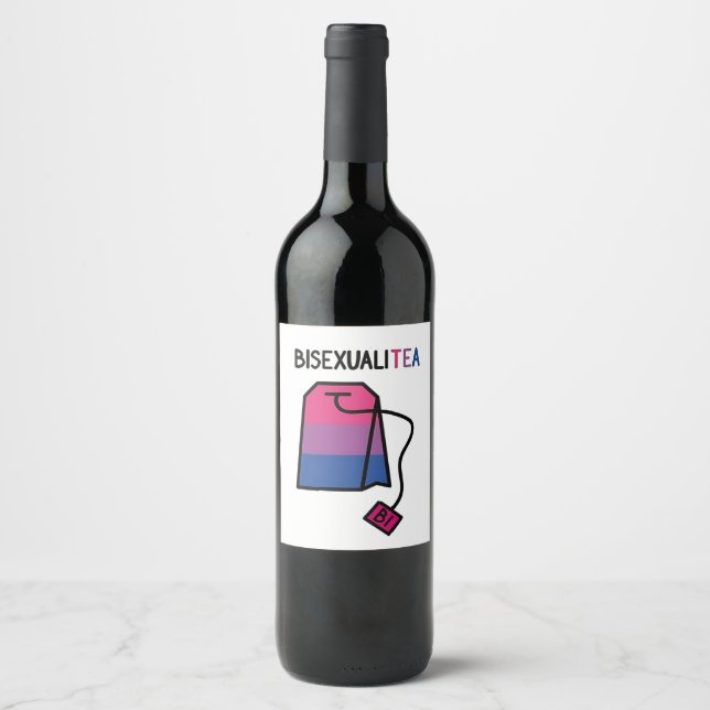 BisexualiTEA Bi Pride Flag Bisexual Tea Wine Label (Front)