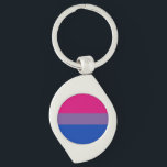 Bisexuality flag Keychain<br><div class="desc">Swirl Metal Keychain with bisexuality pride flag with pink, purple and blue stripes, striped pattern design</div>