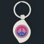 Bisexuality flag peace sign Keychain<br><div class="desc">Swirl Metal Keychain with peace symbol design in colours of bisexuality pride flag; pink,  purple and blue stripes,  on a pink background</div>