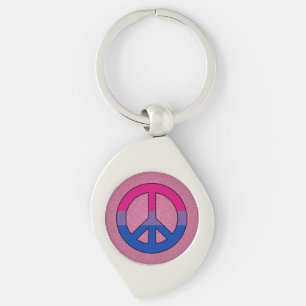 Bisexuality flag peace sign Keychain