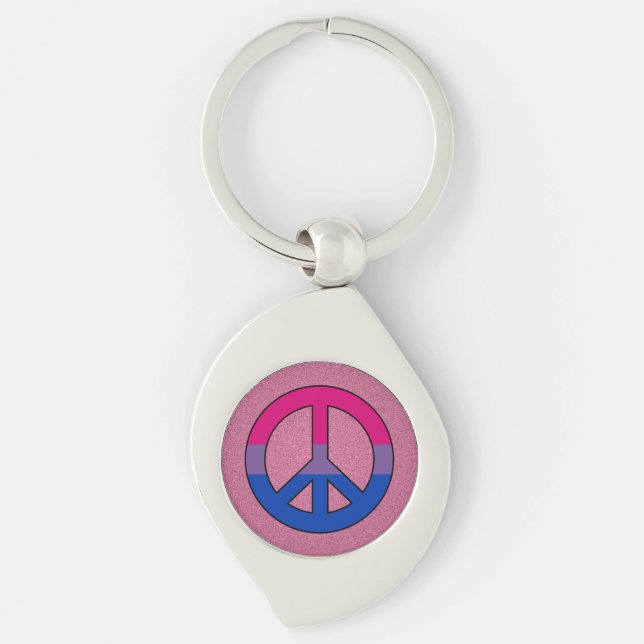 Bisexuality flag peace sign Keychain (Front)