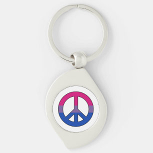 Bisexuality flag peace sign Keychain