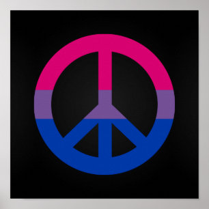 Bisexuality flag peace sign poster