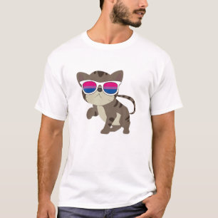 Bisexuality Flag Queer Bi Pride Sunglasses Cat LGB T-Shirt