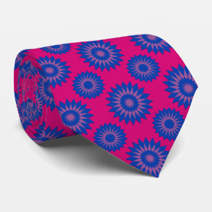 Bisexuality pride flag / pink flower pattern tie
