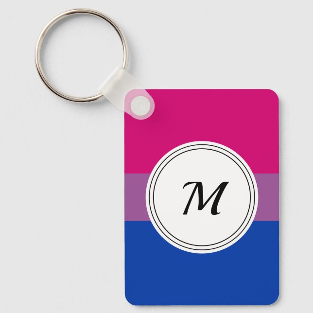 Bisexuality pride flag with a custom initial key ring (Front)