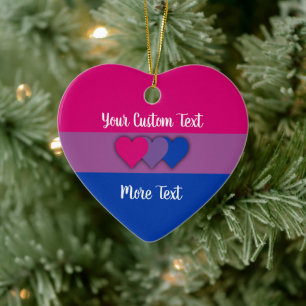 Bisexuality pride flag with text ceramic ornament