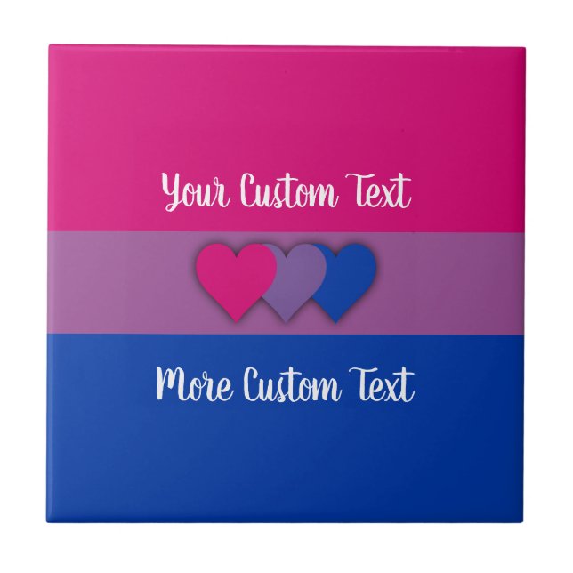 Bisexuality pride flag with text ceramic tile (Front)
