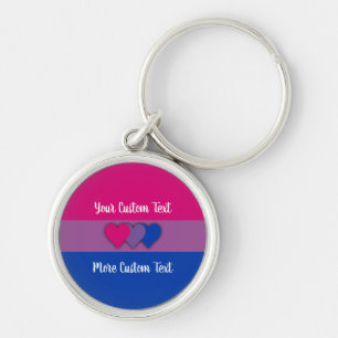 Bisexuality pride flag with text key ring