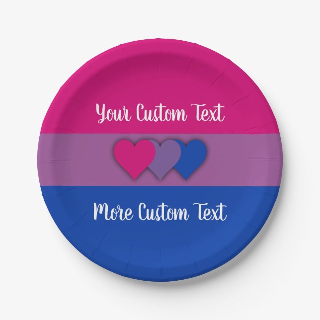 Bisexuality pride flag with text paper plate (Front)