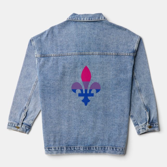 Bisexuality pride fleur-de-lis  denim jacket (Back)