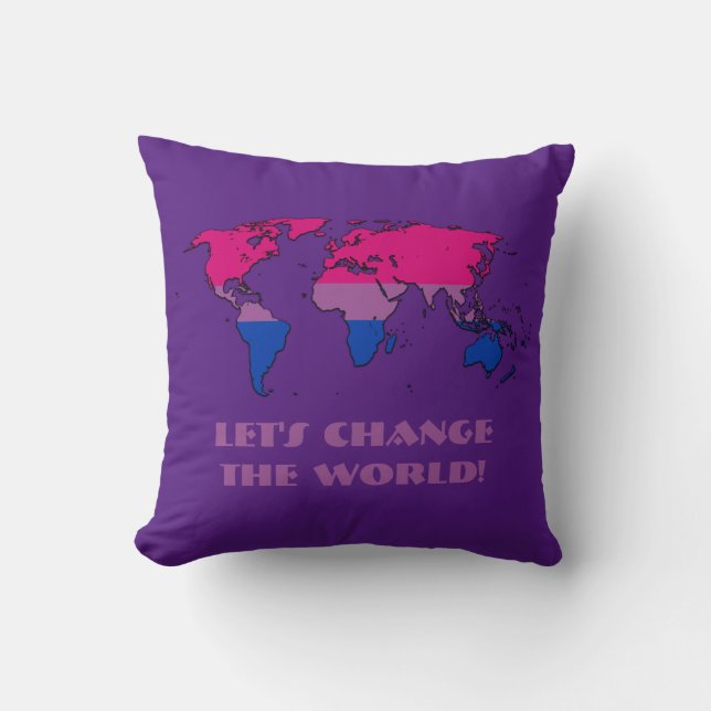 Bisexuality  Pride Map of The World Throw Pillow (Front)