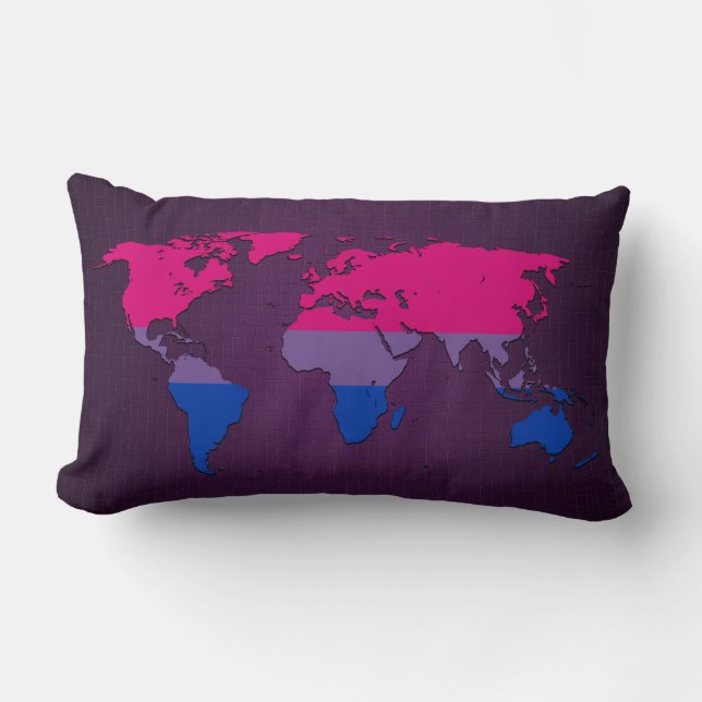 Bisexuality pride world map Pillow (Front)