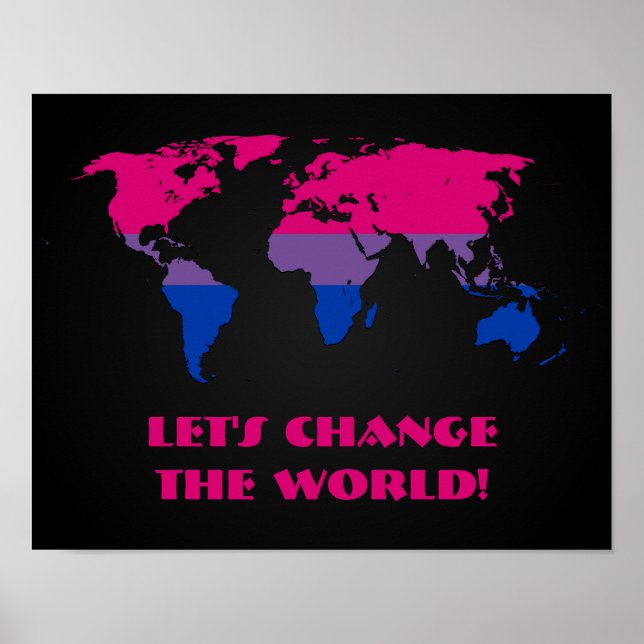 Bisexuality pride world map poster (Front)