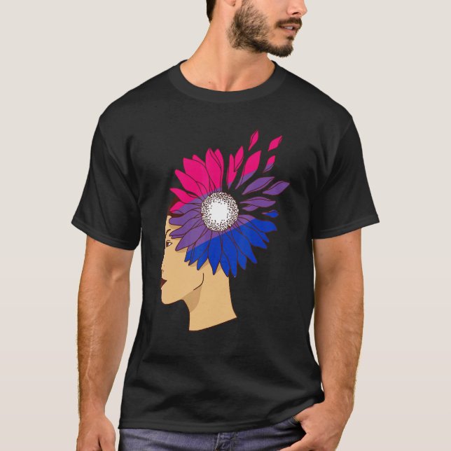 Bisexuality Woman Sunflower Bisexual Flag Bi Pride T-Shirt (Front)