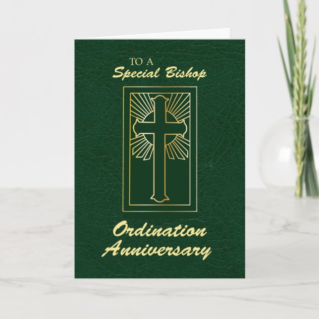 Bishop Anniversary of Ordination Leather Look Card (Front)