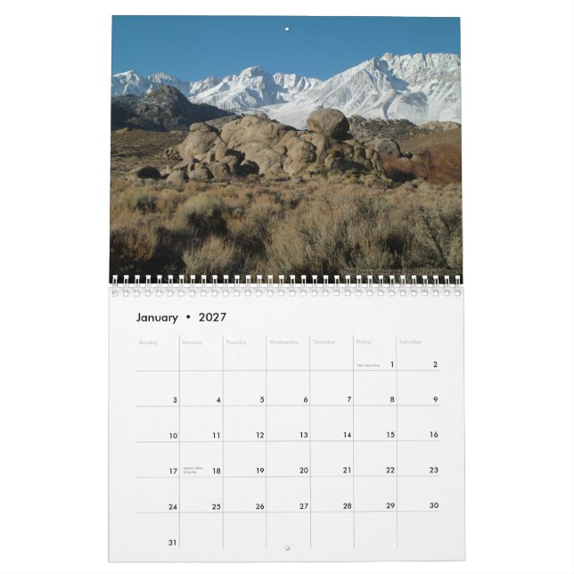 Bishop, CA 2010 Calendar (Jan 2027)