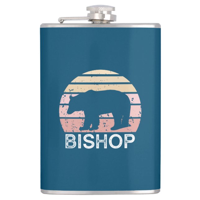 Bishop California Retro Bear Hip Flask (Front)