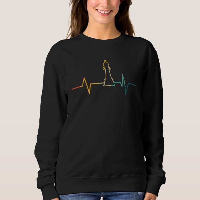 Bishop Chess Piece Heatbeat EKG Chess Sweatshirt (Front)