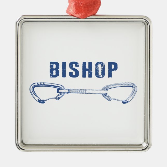 Bishop Rock Climbing Quickdraw Metal Ornament (Front)