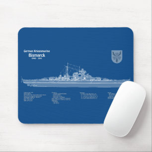 Bismarck - Battleship Blueprint Plans ABD Mouse Pad
